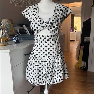 Chic Black and White Polka Dot Mini Dress